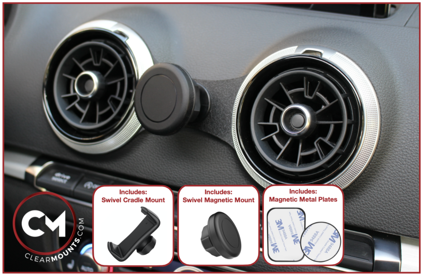 Clearmounts Bracket + Swivel Magnetic & Cradle Holder