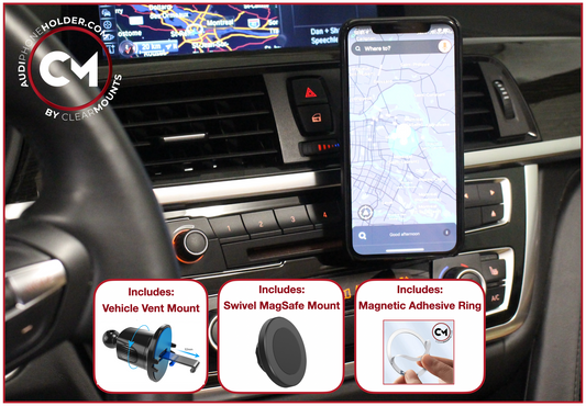 Clearmounts Universal Vent Mount + Swivel MagSafe Holder