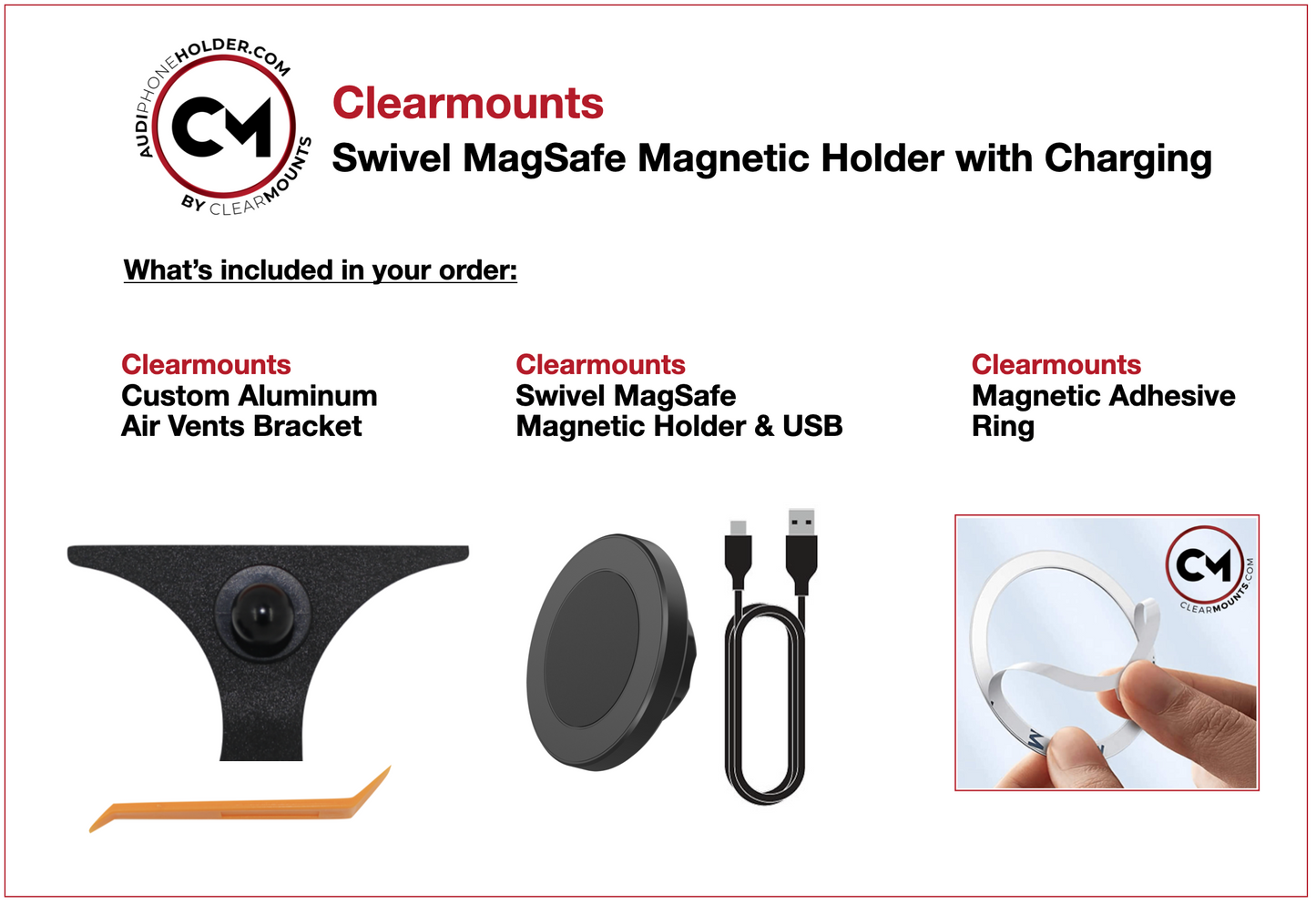 Support Clearmounts + support de chargement sans fil pivotant MagSafe