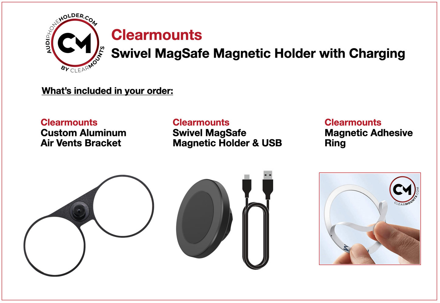 Support Clearmounts + support de chargement sans fil pivotant MagSafe
