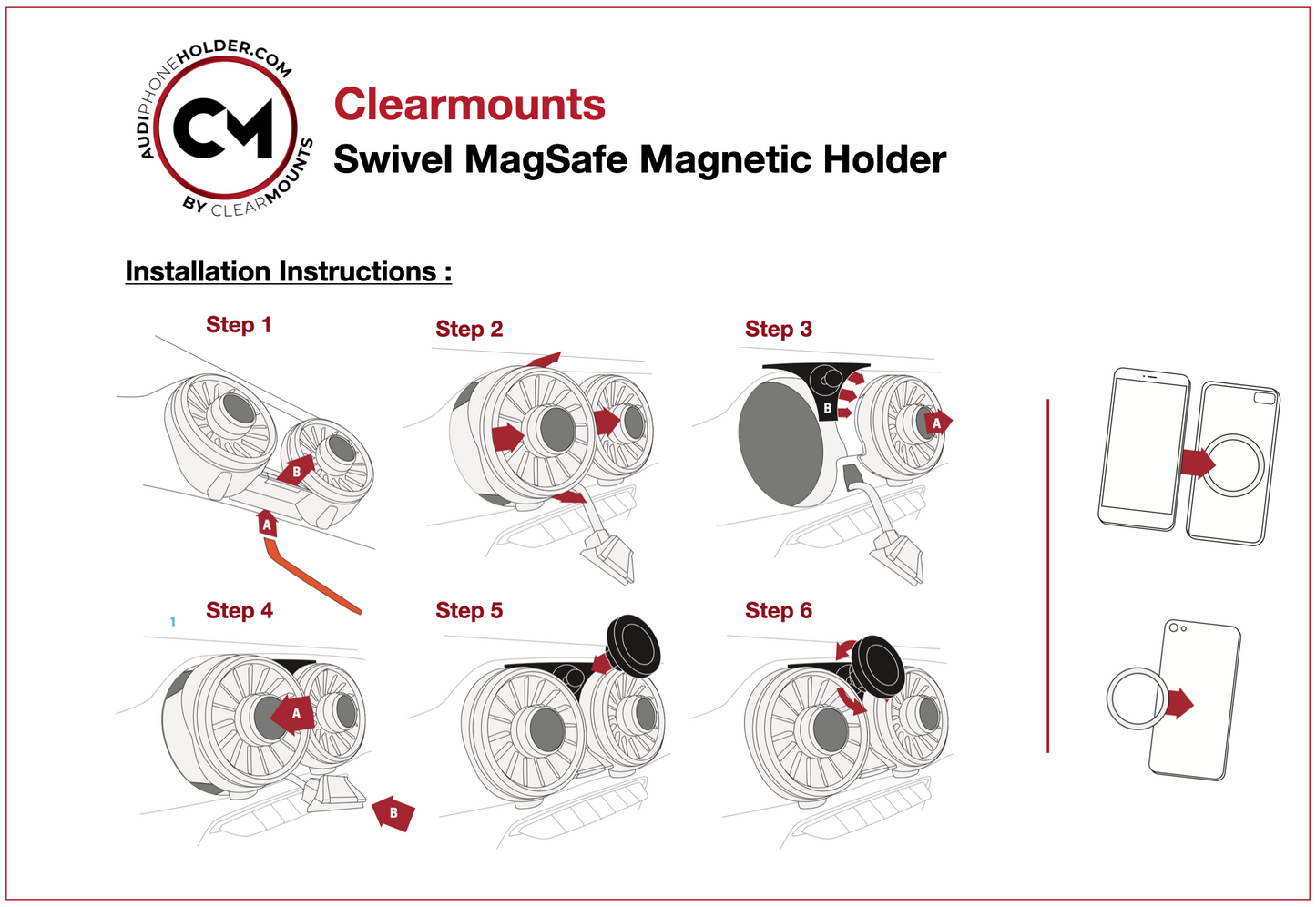 Support Clearmounts + support magnétique pivotant MagSafe