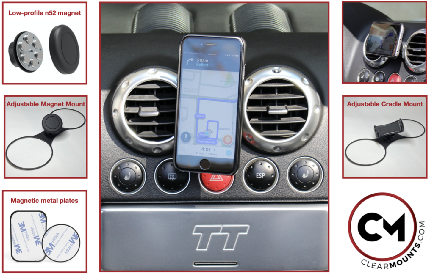 Clearmounts Bracket + Swivel Magnetic & Cradle Holder
