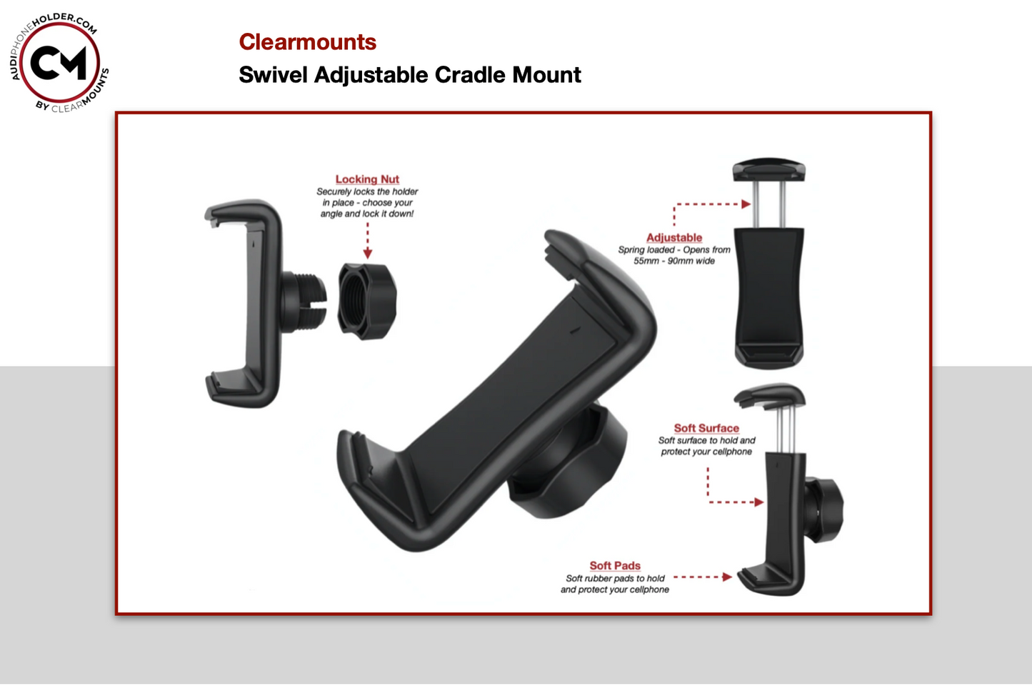 Soporte Clearmounts + soporte magnético giratorio y de cuna