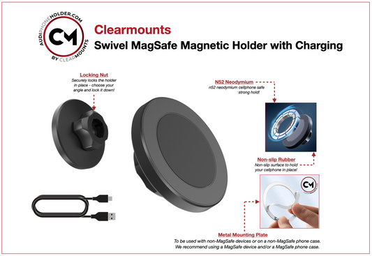 Clearmounts Swivel MagSafe Wireless Charging Holder