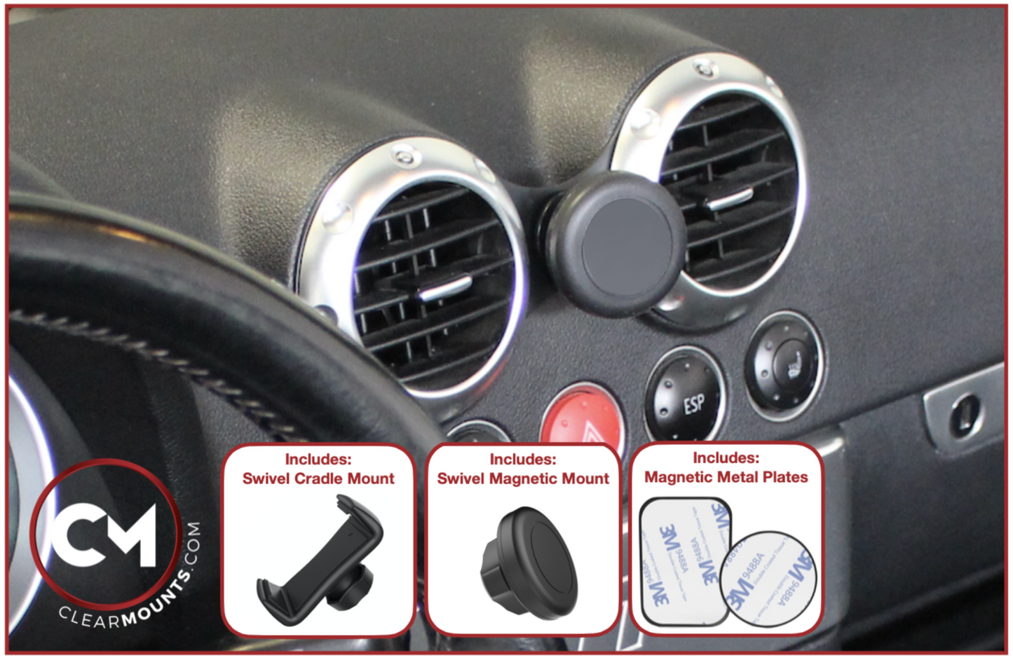 Clearmounts Bracket + Swivel Magnetic & Cradle Holder