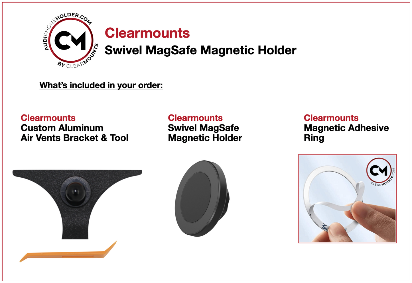Soporte Clearmounts + soporte magnético giratorio MagSafe