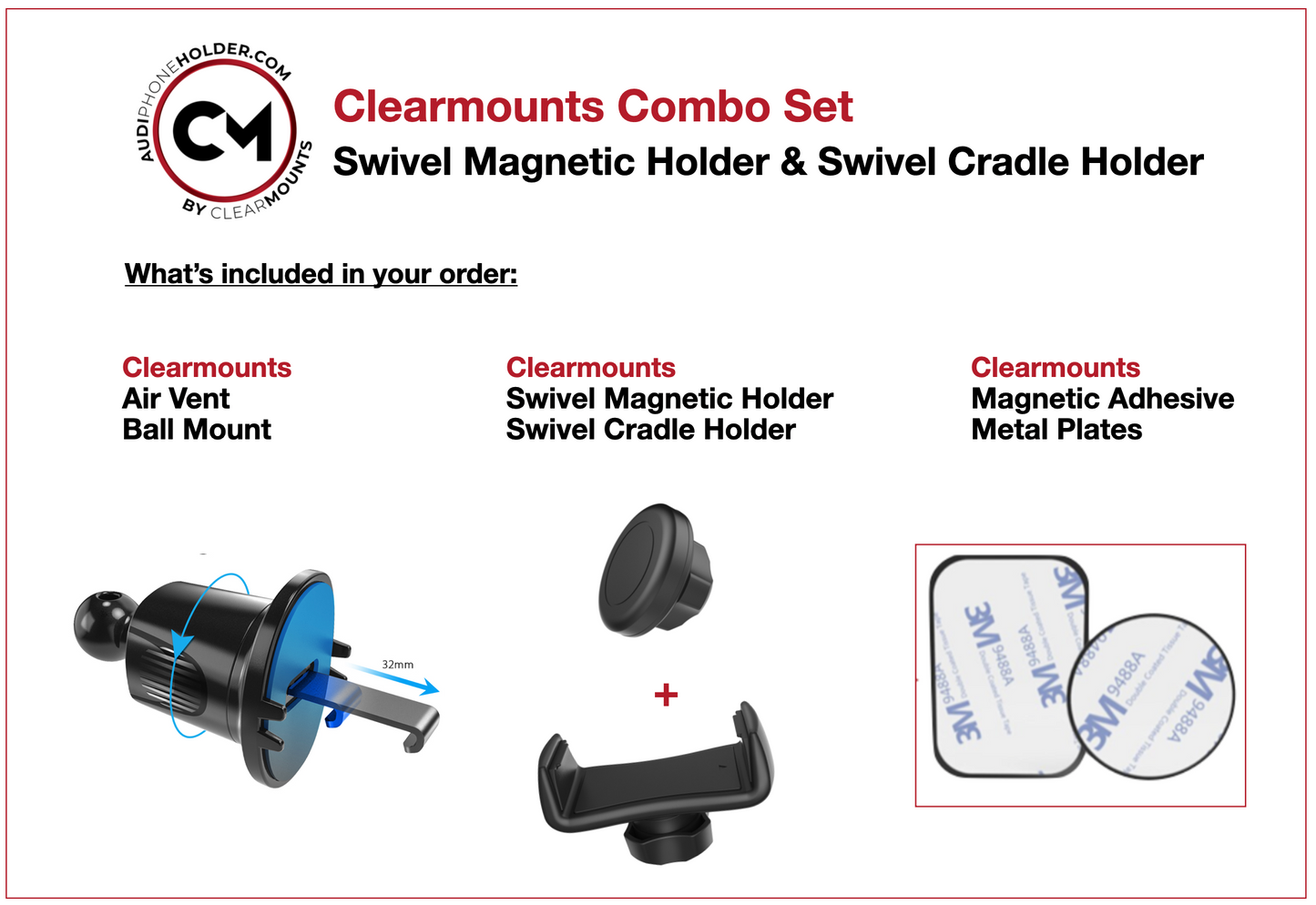 Support de ventilation universel Clearmounts + support magnétique pivotant et support de berceau