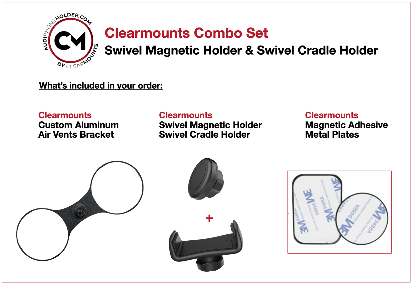 Support Clearmounts + support magnétique pivotant et support de berceau