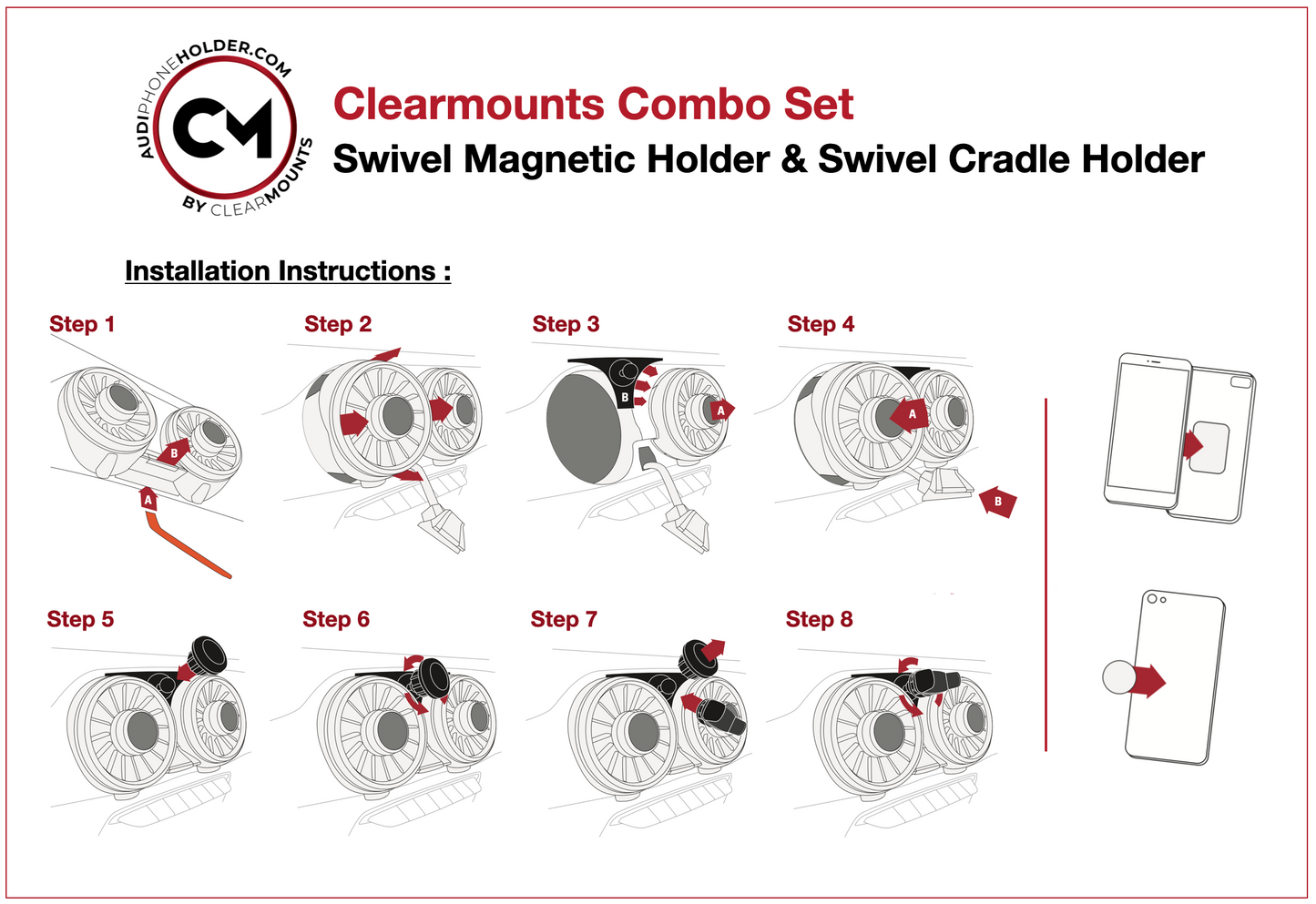 Soporte Clearmounts + soporte magnético giratorio y de cuna