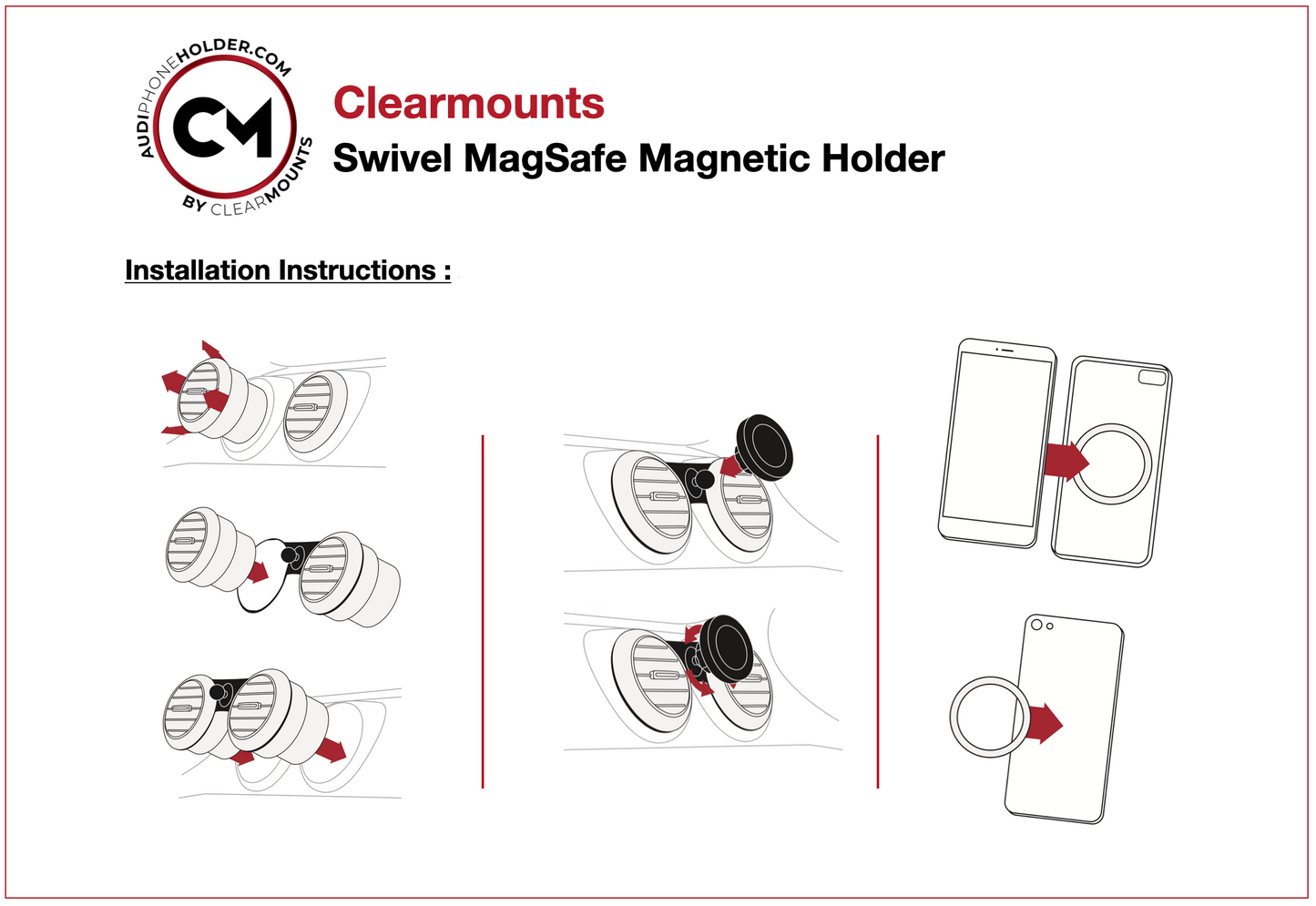Clearmounts Bracket + Swivel MagSafe Holder