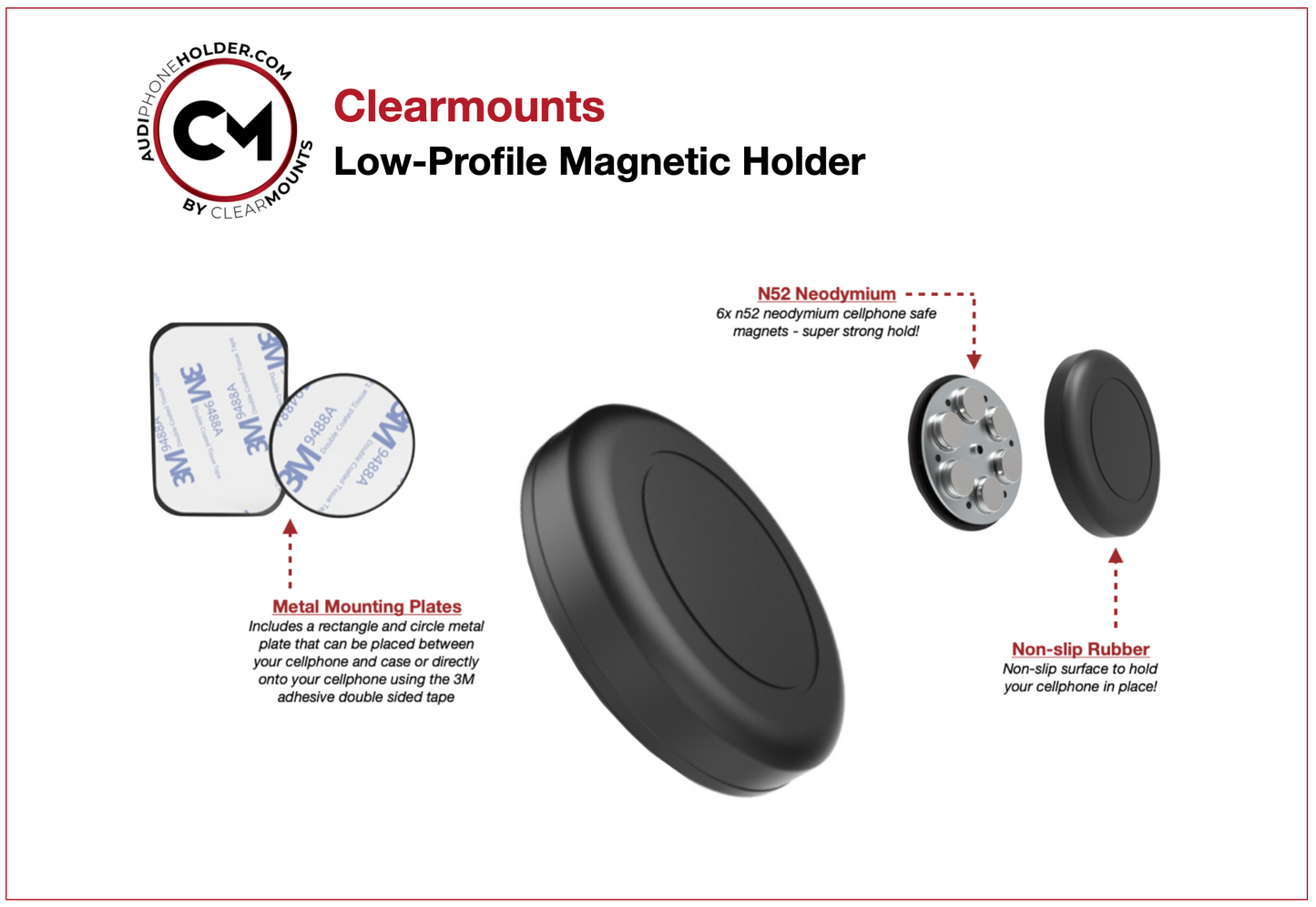 Clearmounts Bracket + Low-Profile Magnetic Holder