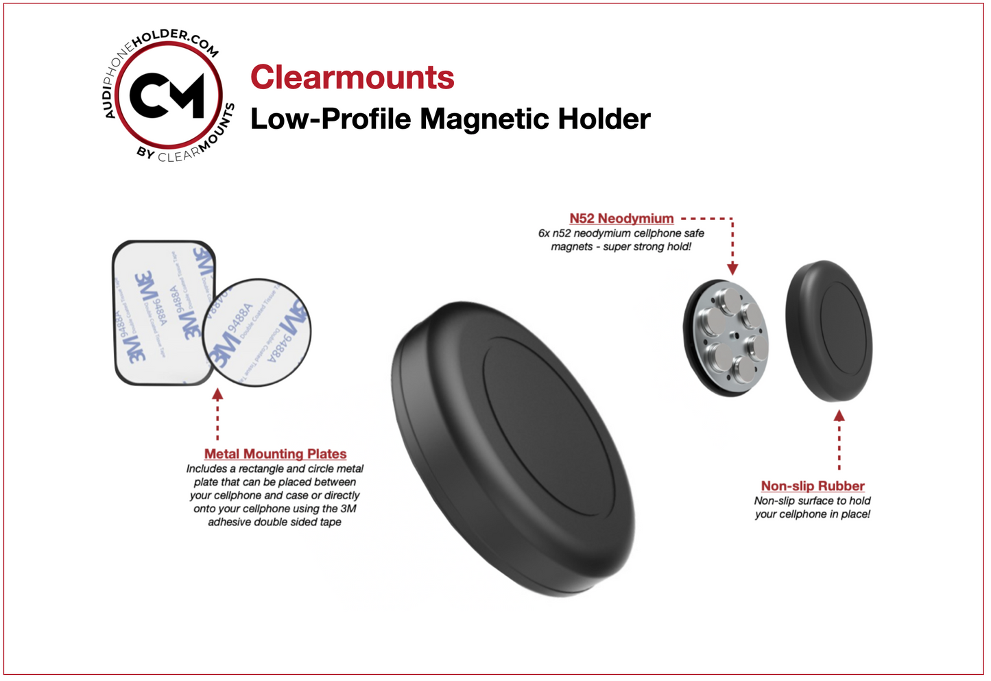 Clearmounts Bracket + Low-Profile Magnetic Holder