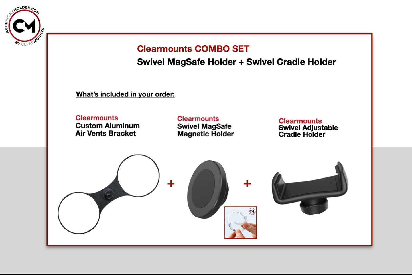 Soporte Clearmounts + soporte giratorio MagSafe