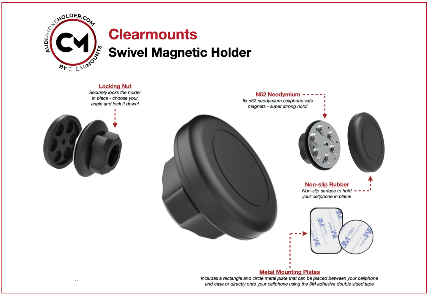 Support de ventilation universel Clearmounts + support magnétique pivotant et support de berceau