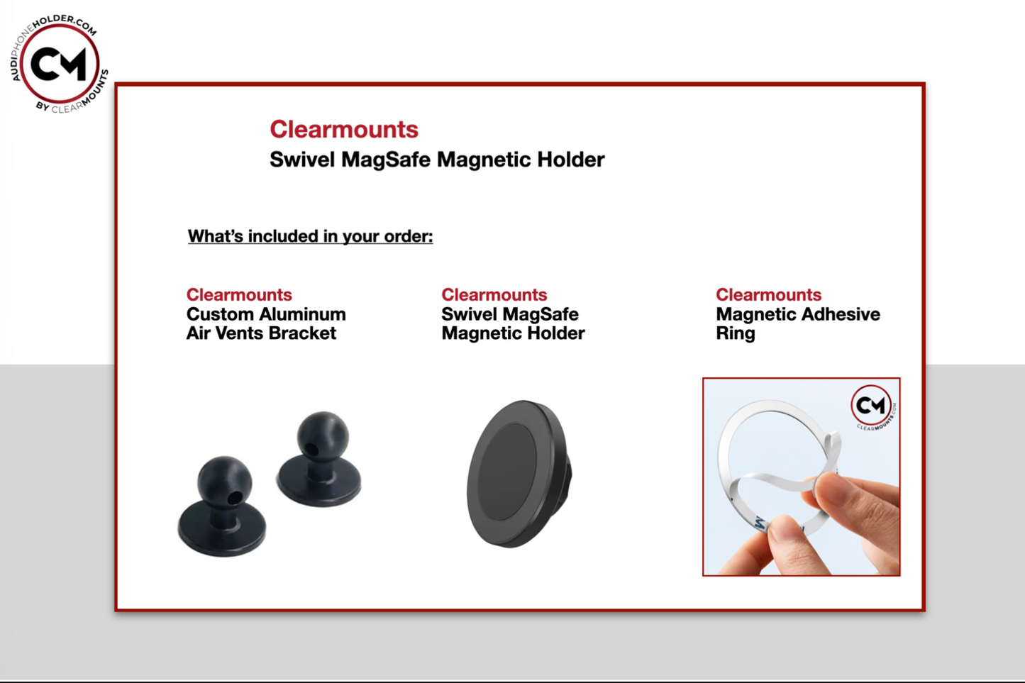 Clearmounts Adhesive Mount + MagSafe Magnetic Holder (Non-Charging)
