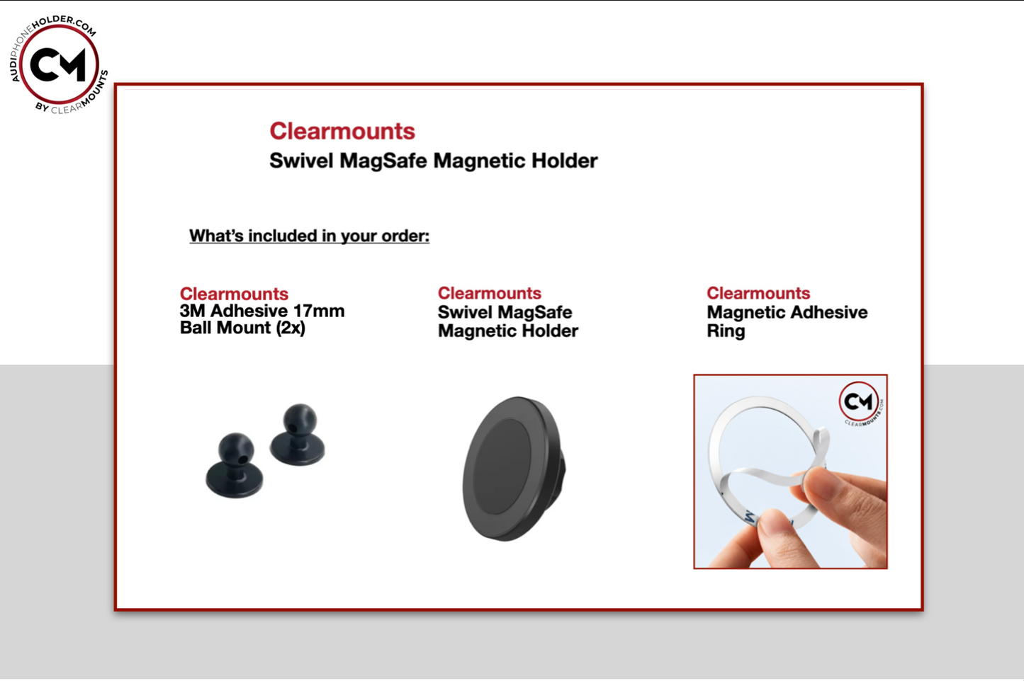 Clearmounts Adhesive Mount + MagSafe Magnetic Holder (Non-Charging)