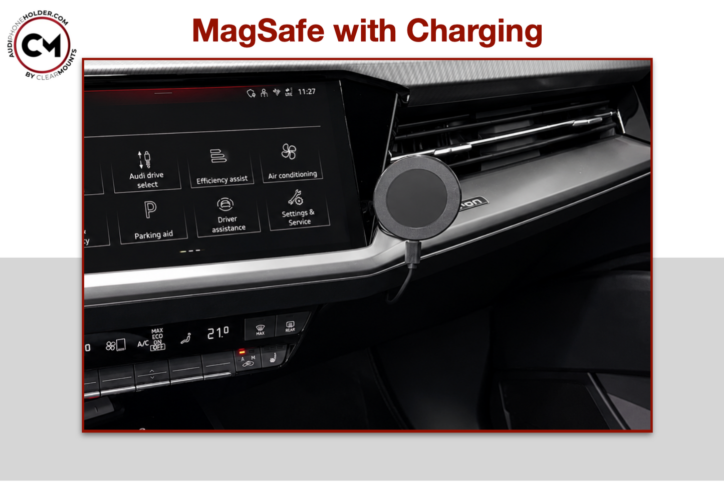 Clearmounts Adhesive Mount + MagSafe Magnetic Wireless Charging Holder