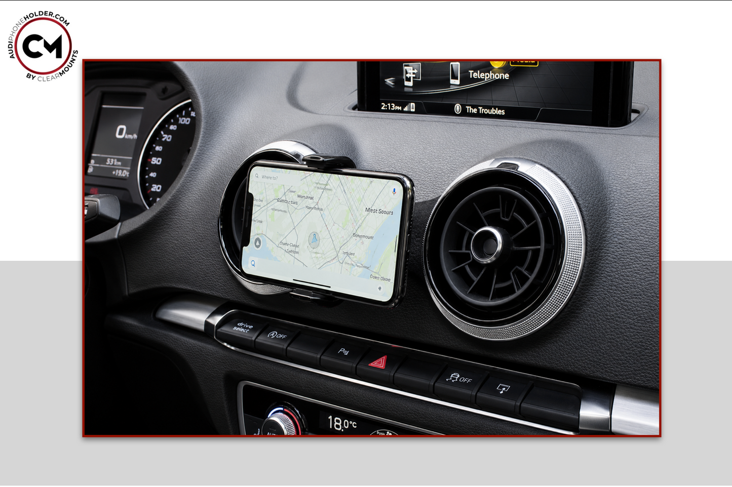 Audi Q2|SQ2 YR2017-Present: Clearmounts Bracket + Swivel MagSafe Holder (Non-Charging) + Swivel Cradle Holder COMBO SET