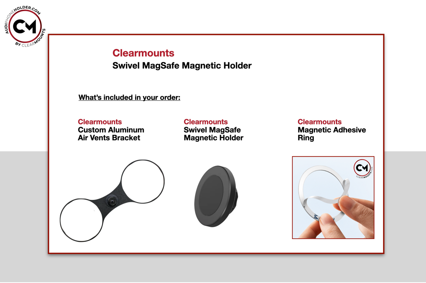 Clearmounts Bracket + Swivel MagSafe Holder (Non-Charging)
