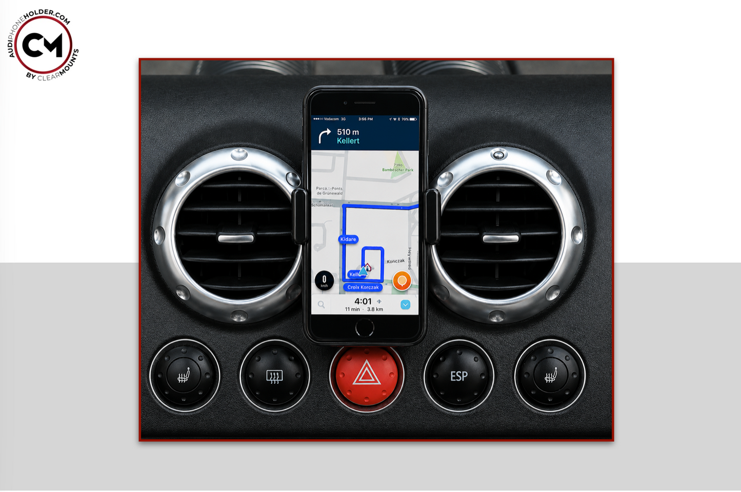 Audi TT (MK1) YR1999-2006: Clearmounts Bracket + Swivel MagSafe Magnetic Holder (Non-Charging) + Swivel Cradle Holder COMBO SET