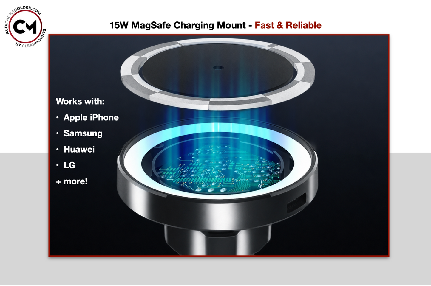 Clearmounts Bracket + Swivel MagSafe Wireless Charging Holder