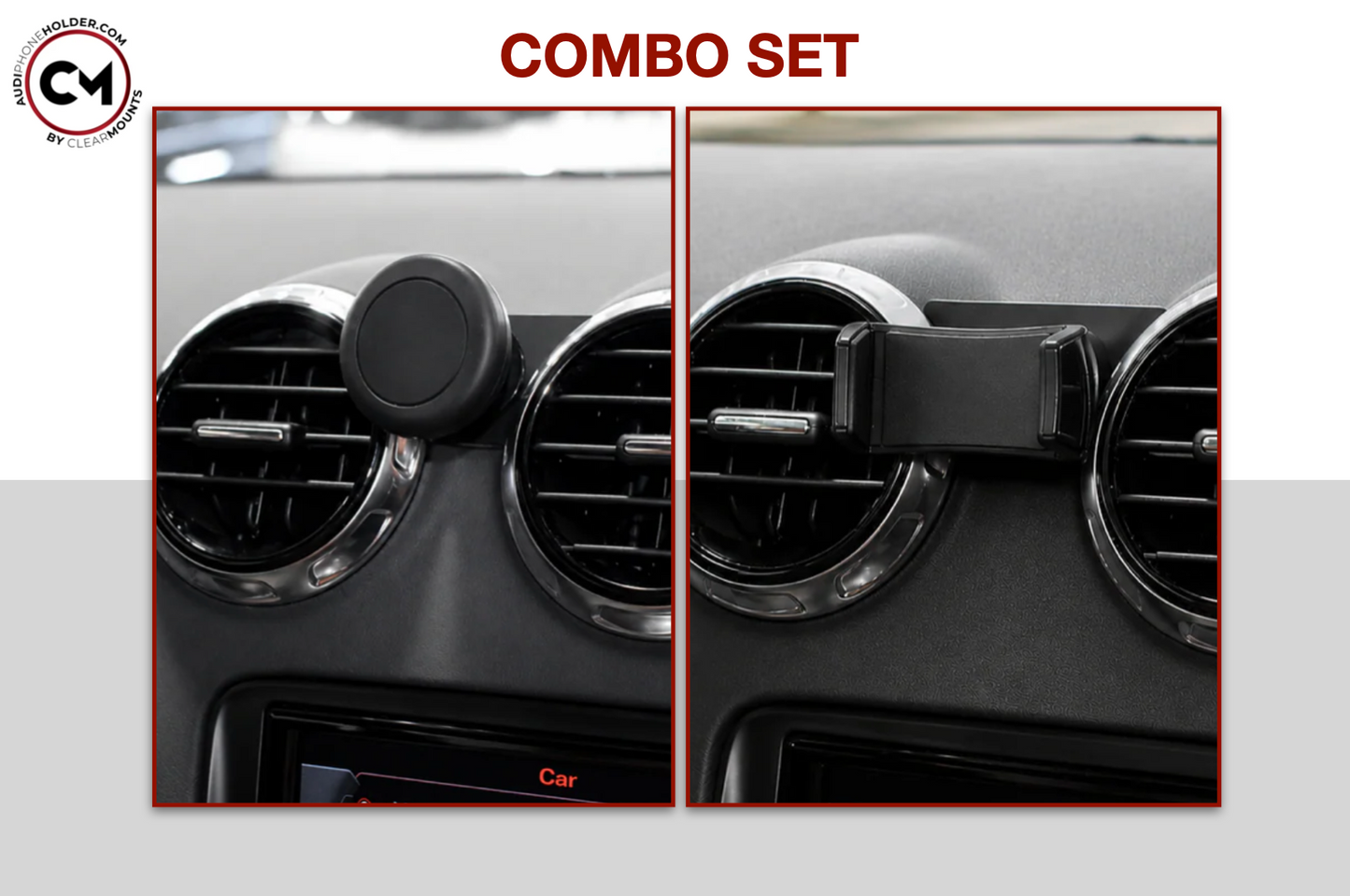 Audi TT (MK2) YR2007-2014: Clearmounts Bracket + Swivel Magnetic Holder (Non-MagSafe ) + Swivel Cradle Holder COMBO SET