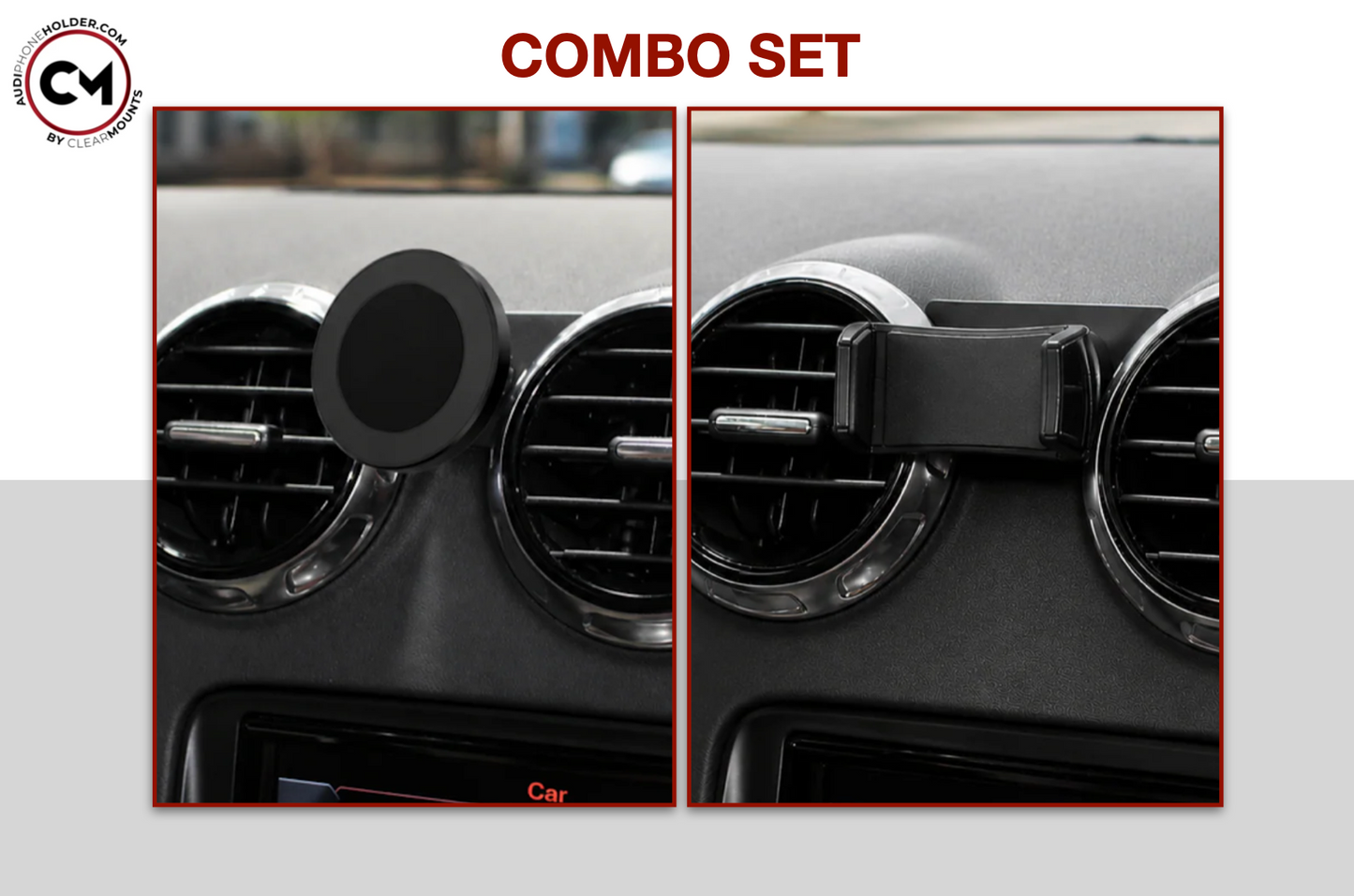 Audi TT (MK2) YR2007-2014: Clearmounts Bracket + Swivel MagSafe Holder (Non-Charging) + Swivel Cradle Holder COMBO SET
