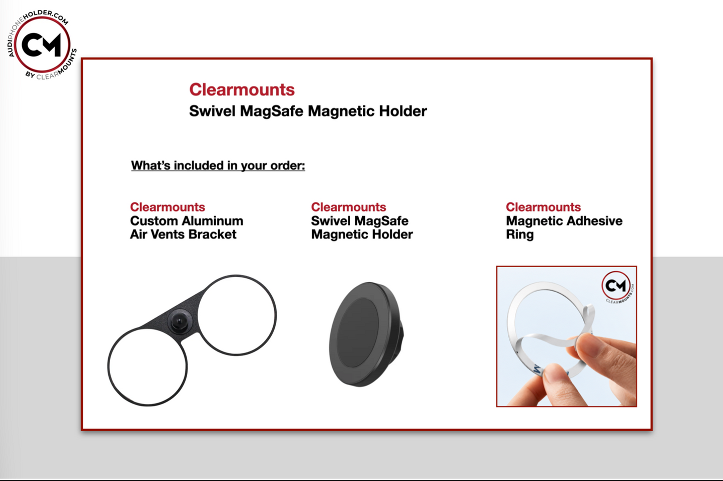 Clearmounts Bracket + Swivel MagSafe Holder (Non-Charging)