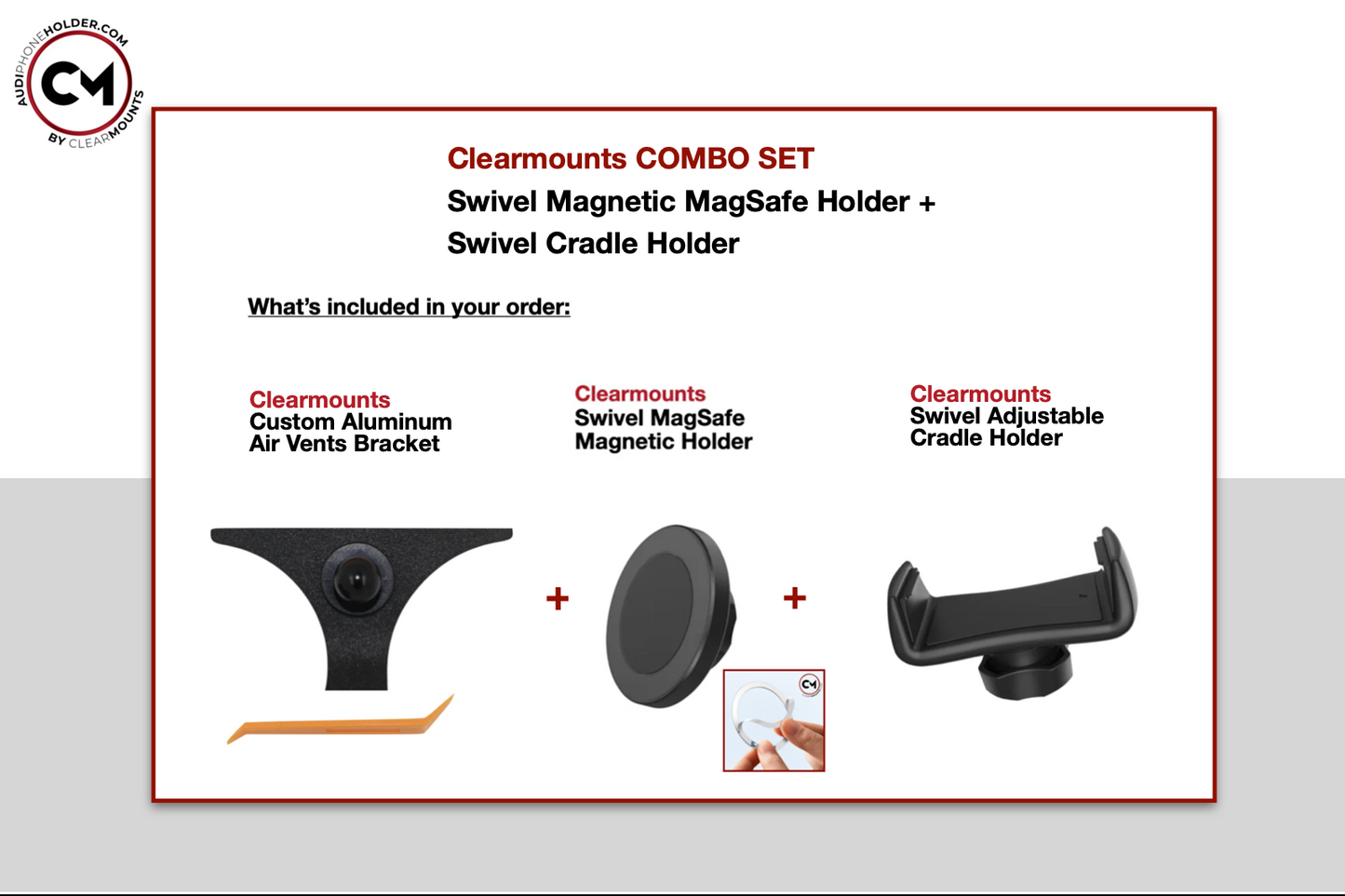 Support Clearmounts + support magnétique pivotant MagSafe