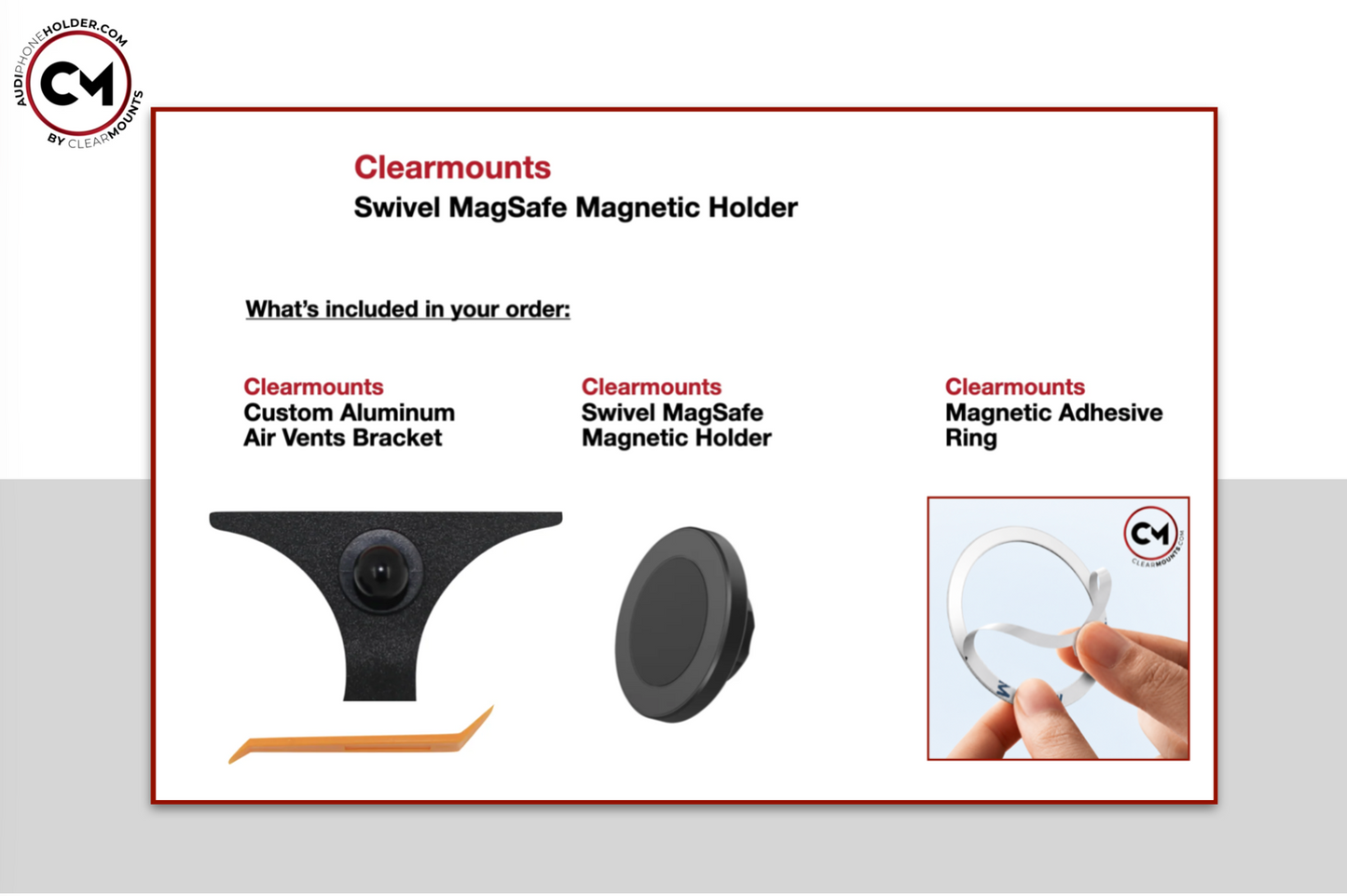 Clearmounts Bracket + Swivel MagSafe Magnetic Holder (Non-Charging)