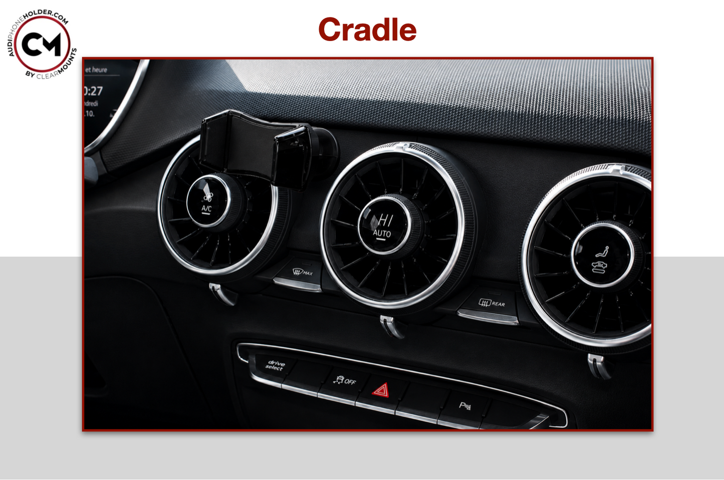 Audi TT (MK3) YR2015-Present: Clearmounts Bracket + Swivel Adjustable Cradle Holder